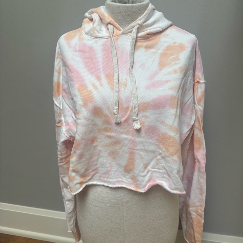 Wesley Pink and Orange Tie-Dye cropped Hoodie-size small